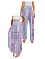 billiga Grafisk linnebyxa i bomull-Dam Linneinspirerade byxor Brett skaft Byxor Etnisk Stil Ledigt Boho Fullängd Hög midja Blommig Grafisk Paisley Ficka Elastisk midja Tryck Mateial som andas Mjuk Microelastisk Utomhus Yoga Mörklila