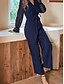cheap Wedding Guest Dresses-Wedding Guest Jumpsuits V Neck Long Sleeve Ankle Length Chiffon With Pocket Solid Color