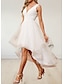 abordables Petits robes blanches-Petite robe blanche d&#039;engagement Robes de douche nuptiale Robes de mariage A-Ligne Col en V Sans manches Asymétrique Satin Robes de mariée avec plis Drapés