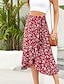cheap Graphic Skirts-Women&#039;s Skirt Casual Maxi Mid Rise Skirts Floral Print Micro-elastic Street Casual Daily Navy Red Beige Summer Polyester