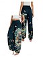 abordables Pantalón de lino y algodón con gráficos-Mujer Pantalones inspirados en el lino Perneras anchas Pantalones Estilo Étnico Casual Boho Longitud total Alta cintura Floral Bolsillo Cintura elástica Estampado Transpirabilidad Suave Microelástico