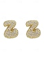 abordables Boucle d&amp;#39;oreille pour femme-Boucles d&#039;oreilles à tige initiales en strass doré - Boucles d&#039;oreilles à lettres scintillantes personnalisées pour femmes, bijoux en cristal étincelants de A à Z, parfaits pour un usage quotidien, un cadeau de remise de diplôme, un cadeau de fête des mèr