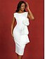 abordables Petites Robes Blanches-Robe de mariée sirène  trompette col rond sans manches longueur thé satin robes de mariée avec couleur unie