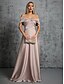 billige Brudepigekjoler-A-Line Brudepigekjole Off Shoulder Ærmeløs Elegant Gulvlængde Taffeta med Ensfarvet