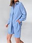 economico Set in cotone e lino-Per donna Moda Streetwear Set di biancheria in cotone Set da due pezzi Set di Pantaloncini Manica Lunga Colletto a Camicia Semplice Abbigliamento quotidiano Data Rosa Blu Estate Vestibilità regolare