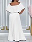 billiga Aftonklänningar-A-linjeformad Quinceanera-klänningar elegant klänning bröllop bröllopsgäst golvlängd kort ärm off shoulder polyester rygglös med veck