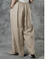 preiswerte Schlichte Hose aus Baumwollleinen-Damen Baumwoll-Leinen Hosen Weit geschnittene Baggy-Hosen Einfarbig Urlaub Basic Lässig Voll Länge Hohe Taille Schlicht Tasche Elastischer Bund Komfort Outdoor Mikrofaser Urlaub Street Alltag