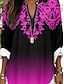 preiswerte Damen Boho Tops-Damen Boho Bluse Ombre Grafik Geometrisch Elegant Täglich Langarm V-Ausschnitt Reguläre Tops Tägliche Druck Weiß Rot Blau Lila Sommer Frühling