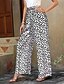 preiswerte weites Bein und hohe Taille-Damen Weites Bein Hosen Hose Urlaub Mode Volle Länge Mittlere Taille Blume / Blumenmuster Elastischer Bund Atmungsaktiv Bequem Mikroelastisch Straße Alltagskleidung Ausgehen Schwarz Weiß Gelb Grün