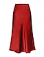 billige Ensfarvede nederdele-Dame Skjørte Mode Maxi Alm. taljede Nederdele Vanlig Spaltede spidser Mikroelastisk Ferierejse Afslappet / Hverdag Vin Flåde Sort Champagne Sommer Polyester