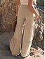 cheap Plain Cotton Linen Pant-Women&#039;s Wide Leg Baggy Pants Solid Color Fashion Streetwear Stylish Full Length High Waist Plain Comfort Outdoor Micro-elastic Vacation Street Daily Wine Robin&#039;s Egg Blue Black White Summer Spring