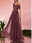 abordables Semi-formal / Cóctel-A-Line Vestidos de Quinceañera Vestido de Fiesta Boda Invitada Boda Largo Sin Mangas Cuello en V Tul Sin Espalda con Pliegues