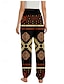billiga Grafisk linnebyxa i bomull-Dam Linneinspirerade byxor Brett skaft Byxor Etnisk Stil Ledigt Boho Fullängd Hög midja Blommig Grafisk Paisley Ficka Elastisk midja Tryck Mateial som andas Mjuk Microelastisk Utomhus Yoga Mörklila
