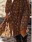 tanie Sukienki boho-Damskie Sukienka midi Codzienne sukienki Sukienka rozkloszowana Letnie sukienki Sukienka Boho Zabytkowe Urlop Codzienny Wyjściowe Regularny Kwiaty Długi rękaw W serek Brązowy Lato
