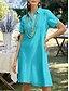 abordables Robe Simple-Robe Midi Femme Robe A Ligne Couleur Unie Vacances Décontracté Quotidien Rendez-vous Coupe Régulière Simple Couleur Unie Manches Courtes Col Chemise Blanc Jaune Vin Marine Été