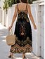 tanie Sukienki boho-Damskie Sukienka maxi Sukienka A line Sukienka na ramiączkach Urlop Codzienny Boho Wyjściowe Plaża Regularny Kwiaty Graficzny W Tureckie Wzory Bez rękawów W serek Czarny Czerwony Niebieski Fioletowy
