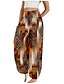 billiga Grafisk linnebyxa i bomull-Dam Linneinspirerade byxor Brett skaft Byxor Etnisk Stil Ledigt Boho Fullängd Hög midja Blommig Grafisk Paisley Ficka Elastisk midja Tryck Mateial som andas Mjuk Microelastisk Utomhus Yoga Mörklila