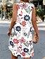 cheap Print Floral Dresses-Women&#039;s Mini Dress Summer Dress Slip Dress Boho Dress Fashion Modern Daily Beach Weekend Regular Fit Floral Sleeveless Crew Neck White Red Green Summer