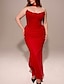 preiswerte Hochzeiten &amp; Feste-Meerjungfrau  Trompete Quinceanera Kleider Elegantes Kleid Hochzeit Hochzeitsgast Bodenlänge Ärmellos Strapless Polyester Rückenfrei mit Rüsche