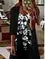 billige Blomsterkjole-Kvinders Kjole Sæt Maxi Kjole A-Line Kjole Sommer Kjole Ferie Boho Ombre Blomster Print 3/4 Længde Ærme Crew Hals Udendørs Daglig Sort Sommer Forår Regular Fit
