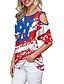 ieftine Ziua Independenței Top-Ziua Independenței Tricou Patriotic Femei 4 Iulie Tricou Steag American Modern Casual Roșu Alb Și Albastru Manșon Scurt Guler Rotund Topuri Regulate Print Weekend Roșu Vin Albastre Vară Primăvară