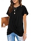 ieftine tricou simplu-Tricou de Femei Color Solid Simplu Clasic Modern Casual Mâneci Scurte Decolteu Rotund Topuri Zilnice Weekend Negru Alb Verde Deschis Roz Albastru Vară