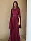 billiga Avslappnat / Dagtid Bröllop-A-Linje Quinceanera Klänningar Elegant Klänning Formell Bröllop Golvlängd Lång Ärmar Hög Halsringning Polyester med Veck