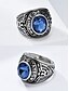 preiswerte Herrenschmuck-Herren-Vintage-Armeering mit smaragdgrünem Edelstein – antiker silberner Statement-Ring im Militärstil für Veteranen und Sammler