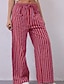 economico gamba larga e vita alta-Per donna Culotte Gamba Larga Pantaloni Eleganti Pantaloni Streetwear Casual Lunghezza intera Naturale A righe Tasca Design con Coulisse Elastica All&#039;aperto Confortevole Casual Quotidiano Weekend