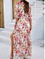 abordables Vestidos florales-Mujer Vestido maxi Vestido de una línea Vestido lencero Casual Exterior Noche Playa Ajuste regular Floral Manga 3/4 Escote en Pico Blanco Rosa Azul Real Azul Piscina Verano