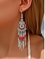 abordables Boucle d&amp;#39;oreille pour femme-·Boucles d&#039;oreilles pendantes en perles de style bohème pour femmes - colorées en rouge et bleu, chic tribal, parfaites pour l&#039;été, les festivals et les tenues décontractées