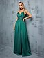 billige Ballkjoler-A-linje Quinceanera Kjoler Elegant Kjole Bryllup Bryllupsgjester Gulvlengde Ermeløs Spaghetti Stropper Polyester Uten Rygg med Paljetter