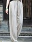 preiswerte Schlichte Hose aus Baumwollleinen-Damen Hose aus Baumwollleinen Stoffhosen Streetwear Lässig Volle Länge Natürliche Taille Einfach Tasche Elastisches Kordelzugdesign Bequem Urlaub Straße Aprikose Schwarz Dunkelmarine Kaffee Sommer