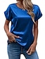 billige Plain tee-Dame T-shirt Vanlig Mode Basale Moderne Kortærmet Rund hals Almindelige toppe Daglig Sort Hvid Lysegrøn Lyserød Vin Sommer