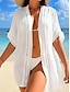 abordables Robes de plage-Maillots de bain pour femmes robe de couverture maillot de bain découpé vacances plage vêtements couleur unie à col en V manches courtes maillots de bain