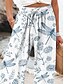 abordables Pantalons Graphiques-Femmes Jambe large Pantalons Amples Shorts de plage Vacances ancien Mode Longueur complète Taille haute Graphique Fleur / Floral Cordon de serrage Impression Doux Respirant Micro-Élastique