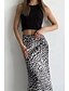 economico Gonne grafiche-Per donna Gonna Casual Maxi Vita media Gonne Leopardo Stampato Micro-elastico Vacanza Streetwear Bianco Marrone Beige Estate Seta come il raso