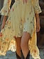 abordables Robes Bohémiennes-Femmes Mini Robe Robe Fleurie Robe bohème Robe occidentale Classique Extérieur Vacances Sortir Coupe régulière Fleur manche longue Col en V Jaune clair Été