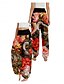 abordables Pantalón de lino y algodón con gráficos-Mujer Pantalones inspirados en el lino Perneras anchas Pantalones Estilo Étnico Casual Boho Longitud total Alta cintura Floral Bolsillo Cintura elástica Estampado Transpirabilidad Suave Microelástico