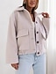 preiswerte Freizeitjacken-Damen Mantel Blazer Warm Bequem Knöpfe Elegant Mode Outdoor Einfach Ausgehen Alltagstauglich Wochenende Einreihig Regulär Revers Normale Passform Langarm Oberbekleidung Schwarz Aprikose Kaffee