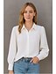 voordelige Kant Tops-Dames Overhemd Effen Basic Modern Lange mouw Overhemdkraag Normale tops Dagelijks Feestdagen Knop Wit Zomer
