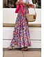 levne Grafické sukně-Dámské Sukně Čechy Módní Cikánský Maxi Střední vzestup Sukně Květinový Tisk Lehce elastické Dovolená ulice Fuchsiová Léto Polyester