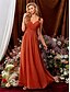 preiswerte Brautjungfernkleider-A-Linie Brautjungfernkleid V-Ausschnitt Ärmellos Elegant Bodenlang Chiffon mit Einfarbig