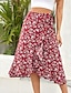 cheap Graphic Skirts-Women&#039;s Skirt Casual Maxi Mid Rise Skirts Floral Print Micro-elastic Street Casual Daily Navy Red Beige Summer Polyester