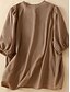 abordables Chemises-Femmes Chemise Fleuri Basique Occasionnel Demi Manches Col ras du cou Hauts Réguliers Quotidien Froncé Broderie Boutons Blanche Jaune Bleu Kaki Été