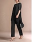preiswerte Unter 129,99 $-Hosenanzug Brautmutterkleid Elegant Hemdkragen Asymmetrisch Chiffon Kurzarm mit Einfarbig 2025