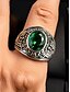 preiswerte Herrenschmuck-Herren-Vintage-Armeering mit smaragdgrünem Edelstein – antiker silberner Statement-Ring im Militärstil für Veteranen und Sammler
