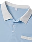 baratos Polo Clássico Masculino-Homens Camisa de golfe Polos Piquê Casual Trabalho Lapela gola pólo com nervuras Manga Curta Básico Moderno Bloco de cor Patchwork Bolsos Primavera Verão Normal Azul Claro Camisa de golfe