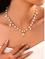 abordables Collar de mujer-Collar de perlas para mujer con dijes dorados del mar: joyería náutica de playa para vacaciones de verano y uso en resorts.