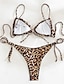abordables Ensemble de bikinis-Femmes Maillots de Bain Bikini 2 pièces Maillot de bain Dos nu Tropical Tenues de plage Léopard Col en U Sans manches Maillots de bain